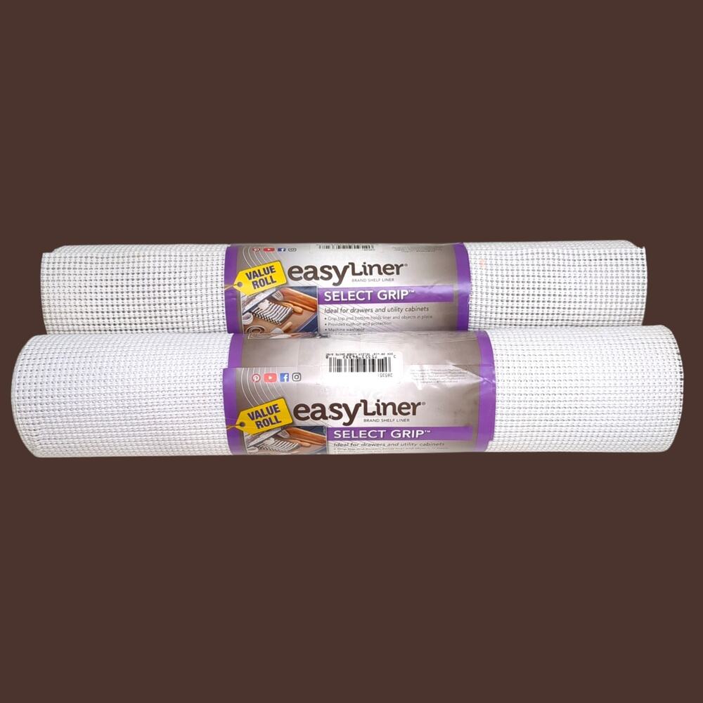 Lot of 2 Duck Select Grip EasyLiner Non-Adhesive Shelf Liner, White, 20in x 18ft